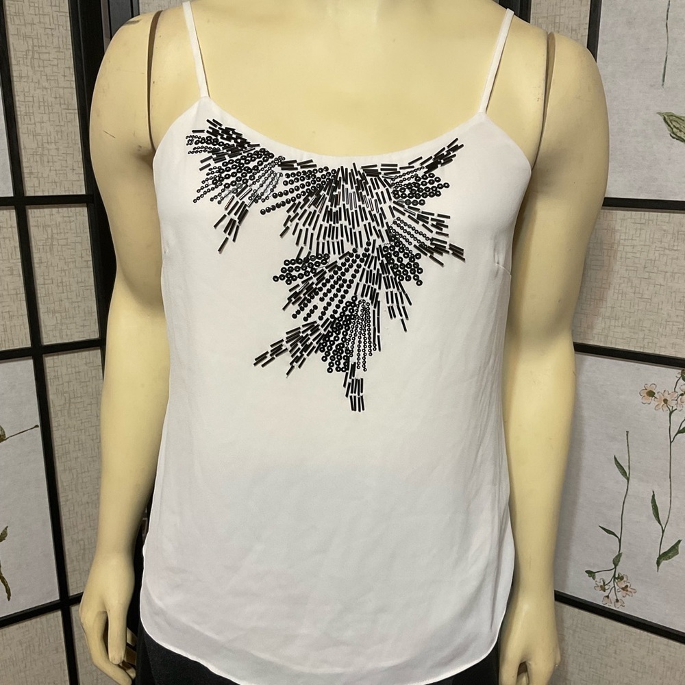 WHITE House Black Market Camisole with Beaded Trim Size XS